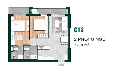  Căn hộ Lavita Thuận An không có nội thất diện tích 72.9m².