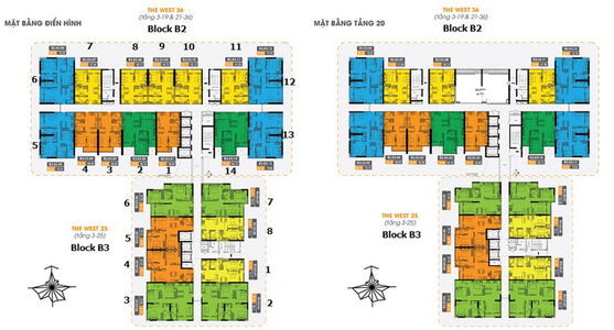 Mặt bằng căn hộ The Western Capital quận 6 Căn hộ The Western Capital hướng ban công bắc không có nội thất diện tích 65m²