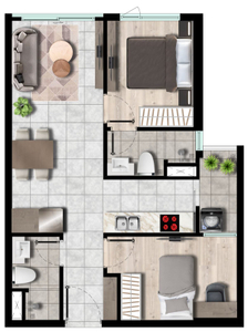  Căn hộ Westgate nội thất cơ bản diện tích 59m².