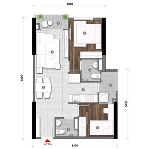 Căn hộ Opal Skyline, Thuận An Căn hộ Opal Skyline không có nội thất diện tích 62m²