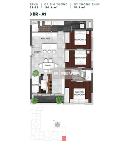 Căn hộ Urban Green không có nội thất diện tích 101m².