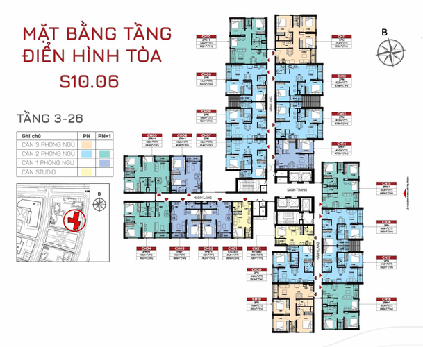  Căn hộ Vinhomes Grand Park hướng ban công đông nam không có nội thất diện tích 69.2m²