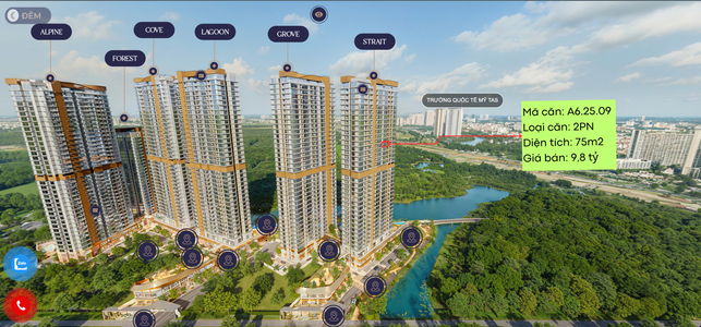 Căn hộ Eaton Park hướng Tây Nam, diện tích 75m²