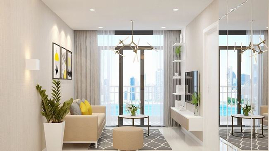 nhà mẫu căn hộ High Intela Căn hộ High Intela tầng 12 diện tích 77.5m2, nội thất cơ bản.