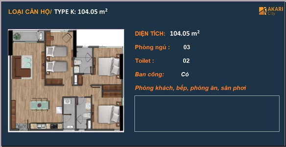 Căn hộ Akari City, Quận Bình Tân Căn hộ tầng 16 Akari City cửa hướng Tây, không có nội thất.