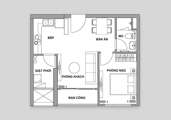 Căn hộ The Rivana, Thuận An Căn hộ The Rivana  không có nội thất diện tích 50m²