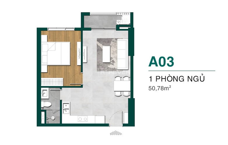  Căn hộ Lavita Thuận An không có nội thất diện tích 50.78m².