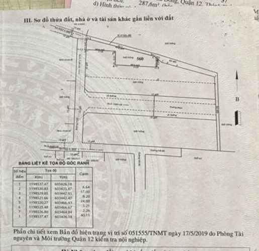 Đất nền Quận 12 Đất góc 2 mặt tiền đường nội bộ rộng 5m đường Vườn Lài, diện tích 287.6m2.