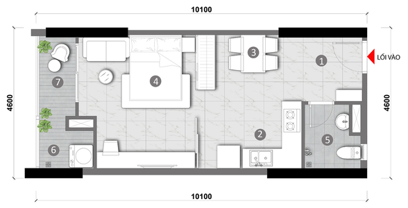 Layout căn hộ Opal Skyline Căn hộ Opal Skyline tầng 8 thiết kế sang trọng, bàn giao không nội thất.