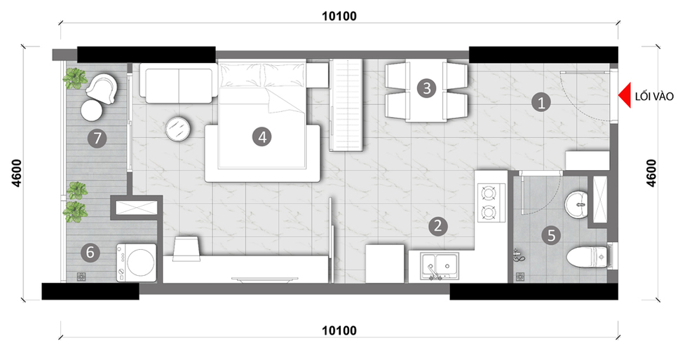 Layout căn hộ Opal Skyline Căn hộ Opal Skyline tầng 8 thiết kế sang trọng, bàn giao không nội thất.