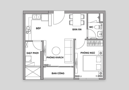 Căn hộ The Rivana tầng 9 diện tích 50m2, không nội thất.