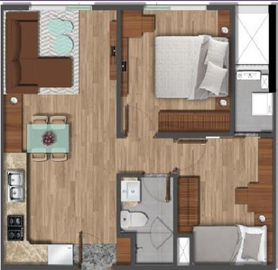 Căn hộ Akari City tầng 6 có 2 phòng ngủ, tiện ích đầy đủ.