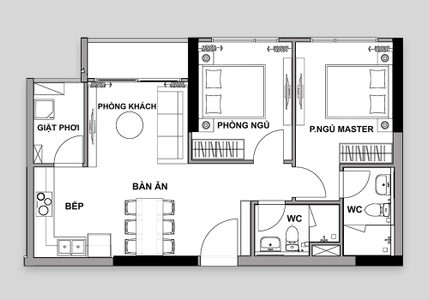 Căn hộ The Rivana  nội thất cơ bản diện tích 71.43m².