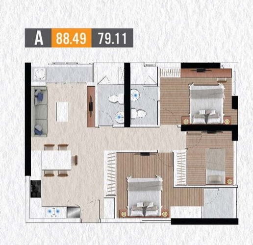  Căn hộ The Western Capital tầng 3 diện tích 88m2, không gian thoáng đãng.