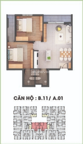  Căn hộ Stown Tham Lương hướng ban công đông nam không có nội thất diện tích 69.9m².
