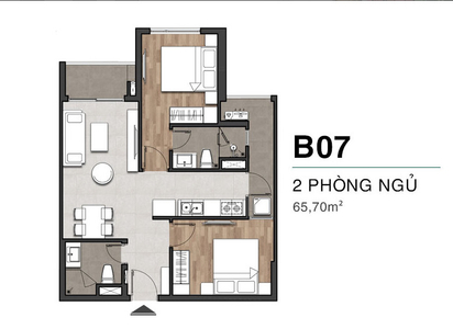  Căn hộ Moonlight Centre Point hướng ban công đông bắc nội thất cơ bản diện tích 65.7m²
