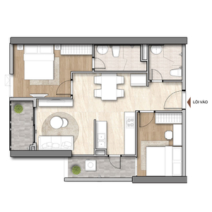  Căn hộ HT Pearl nội thất cơ bản diện tích 73.46m²