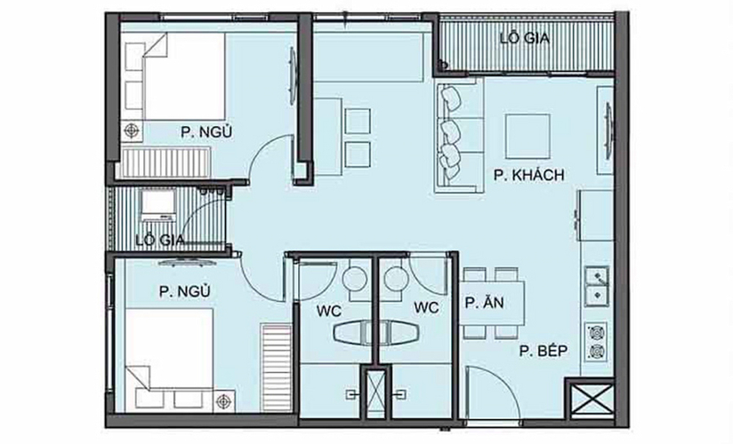  Căn hộ Vinhomes Grand Park hướng ban công đông nam không có nội thất diện tích 69.2m²