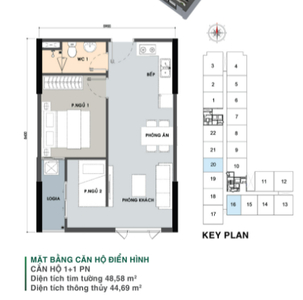 Căn hộ Picity High Park, Quận 12 Căn hộ Picity High Park tầng 13 diện tích 48.58, có thêm 1 phòng đa năng.