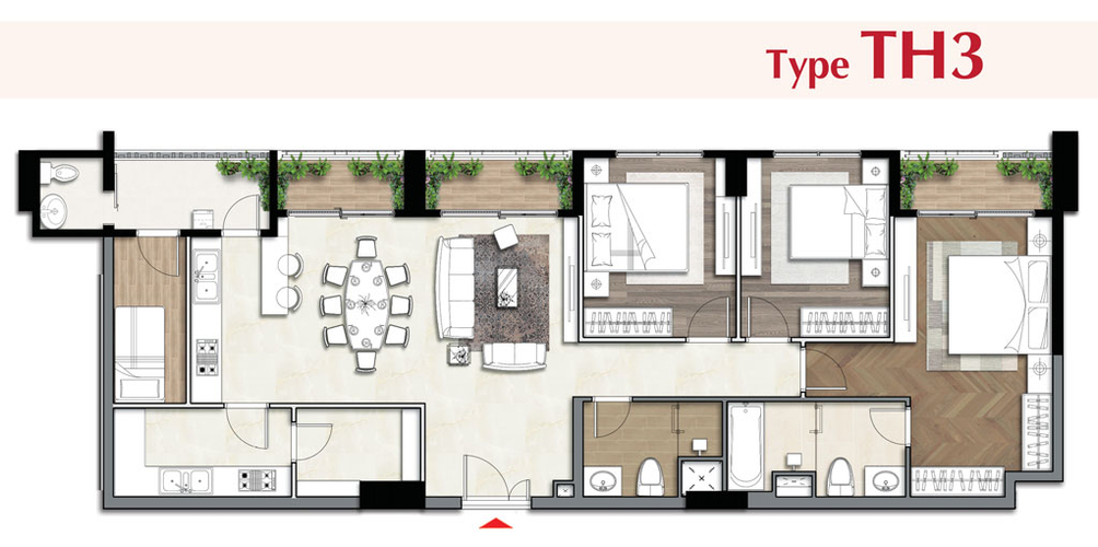 Lay out THE ASCENTIA Penthouse The Ascentia thiết kế hiện đại, view đón gió mát.