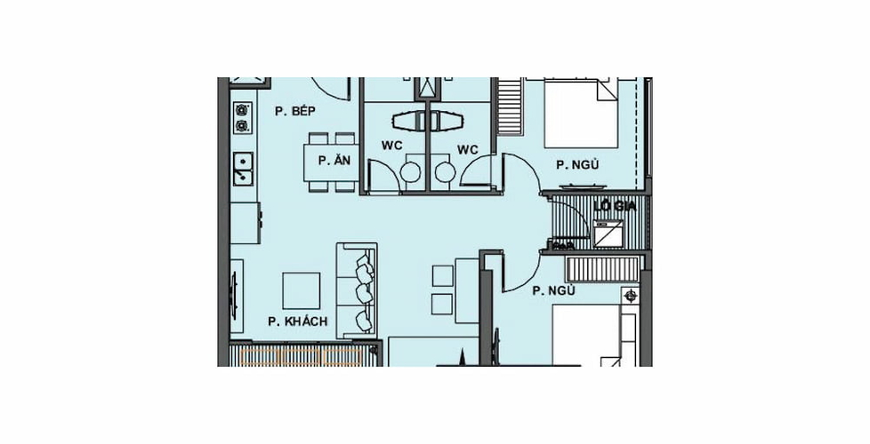  Căn hộ Vinhomes Grand Park hướng ban công tây bắc không có nội thất diện tích 69.2m²