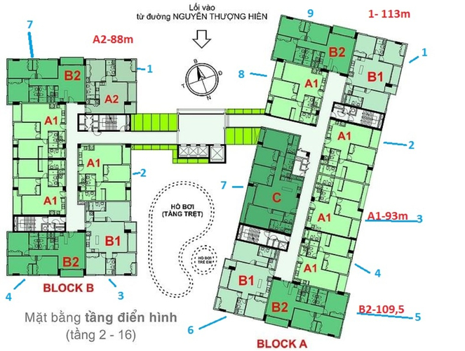  Căn hộ Botanic Towers hướng ban công tây bắc không có nội thất diện tích 93m²
