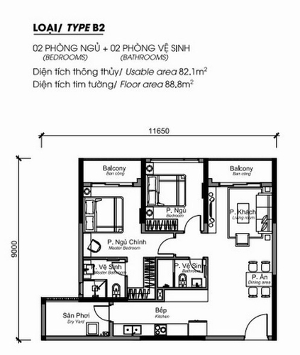 Căn hộ Diamond Alnata Plus, Quận Tân Phú Căn hộ Diamond Alnata Plus tầng 13 có 2 phòng ngủ, không có nội thất.