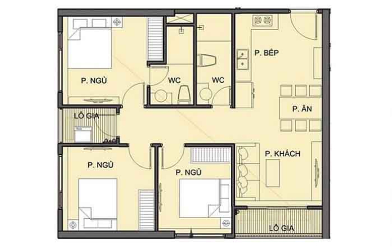  Căn hộ Vinhomes Grand Park hướng ban công đông nam không có nội thất diện tích 81.5m²