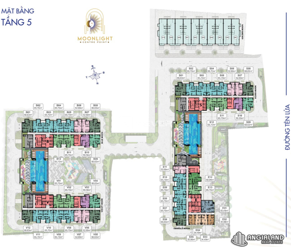  Căn hộ Moonlight Centre Point hướng ban công nam nội thất cơ bản diện tích 52.69m²