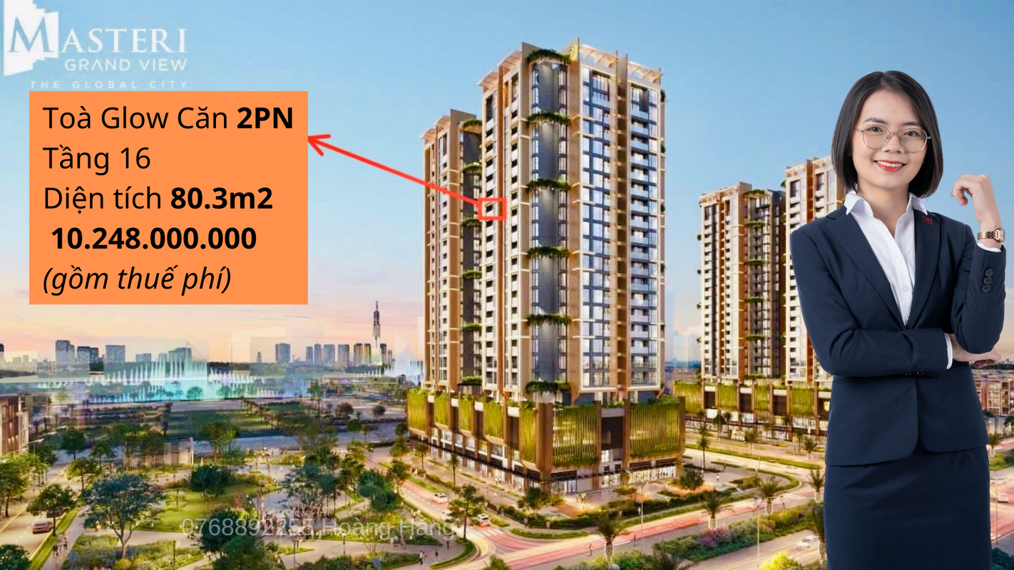Căn hộ 🔥Cần Bán 𝟐𝐏𝐍 𝐆𝐎́𝐂 Tòa Glow-The Global City🔥diện tích 80.3m. LH 0768892255