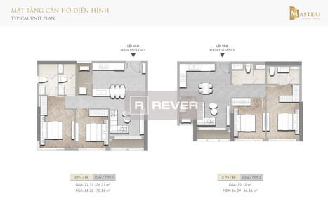  Căn hộ Masteri Centre Point nội thất cơ bản diện tích 74.68m²