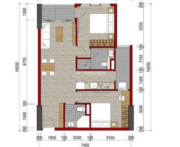  Căn hộ Charm City không có nội thất diện tích 69m².