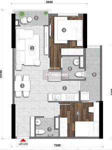 Layout căn hộ Opal Skyline Căn hộ Opal Skyline diện tích 65.23m2, không có nội thất.