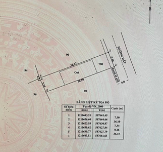 Đất nền Huyện Củ Chi Đất nền hướng Đông mát mẻ diện tích 270.6m2, mặt tiền đường nhựa.