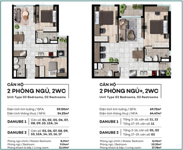 Căn hộ WestGate, Huyện Bình Chánh Căn hộ Westgate hướng ban công bắc nội thất cơ bản diện tích 69.72m²