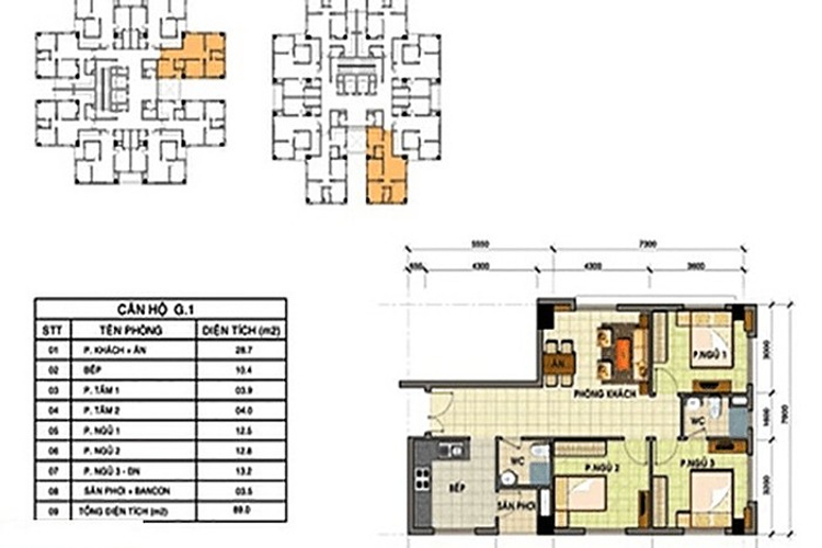  Căn hộ Mỹ Thuận nội thất cơ bản diện tích 80.5m²
