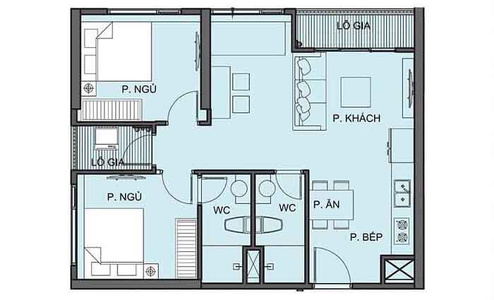  Căn hộ Vinhomes Grand Park hướng ban công tây bắc không có nội thất diện tích 69.2m².
