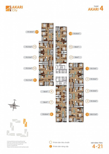  Căn hộ Akari City hướng ban công tây nội thất cơ bản diện tích 75.13m²