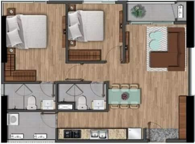 Căn hộ Akari City, Quận Bình Tân Căn hộ Akari City có 2 phòng ngủ, bàn giao không nội thất.