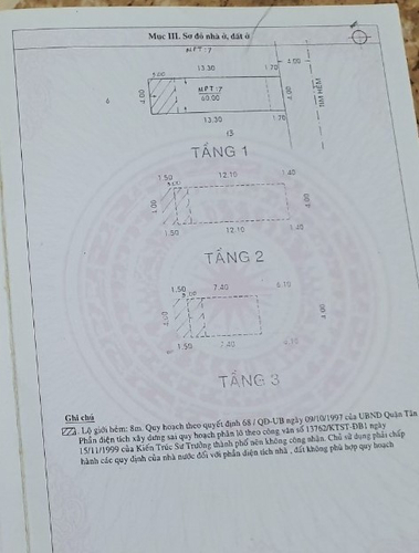 Nhà phố Quận Tân Phú Nhà phố thiết kế 3 tầng diện tích 4m x 12.1m, khu dân cư hiện hữu.