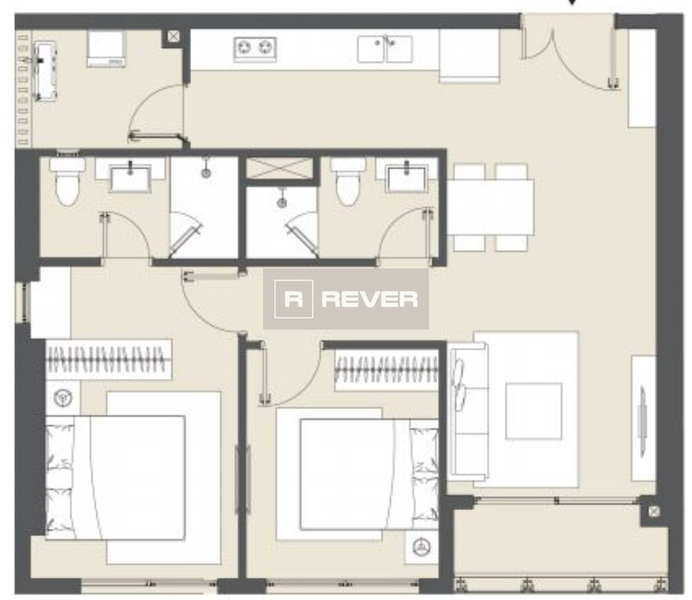 Căn hộ Masteri Lumiere Riverside có 2 phòng ngủ, nội thất cơ bản.
