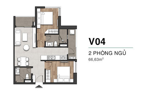  Căn hộ Moonlight Centre Point hướng ban công đông bắc nội thất cơ bản diện tích 66.63m²