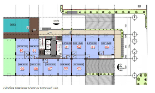 Shophouse Bcons Suối Tiên, Dĩ An Shophouse Bcons Suối Tiên diện tích 53.7m2, nội thất cơ bản.