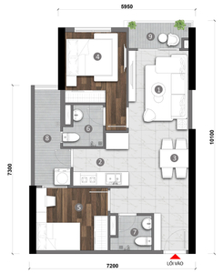 Căn hộ Opal Skyline hướng ban công đông bắc không có nội thất diện tích 65m²
