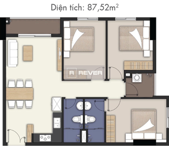  Căn hộ Lavita Charm có 3 phòng ngủ, nội thất cơ bản.