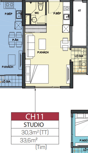 Studio Vinhomes Grand Park, Quận 9 Studio Vinhomes Grand Park tầng 8 thiết kế 1 phòng ngủ không vách ngăn.