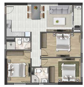  Căn hộ Soho Residence hướng ban công nam nội thất cơ bản diện tích 72m²