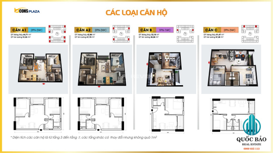  Căn hộ Bcons Plaza nội thất cơ bản diện tích 52m².