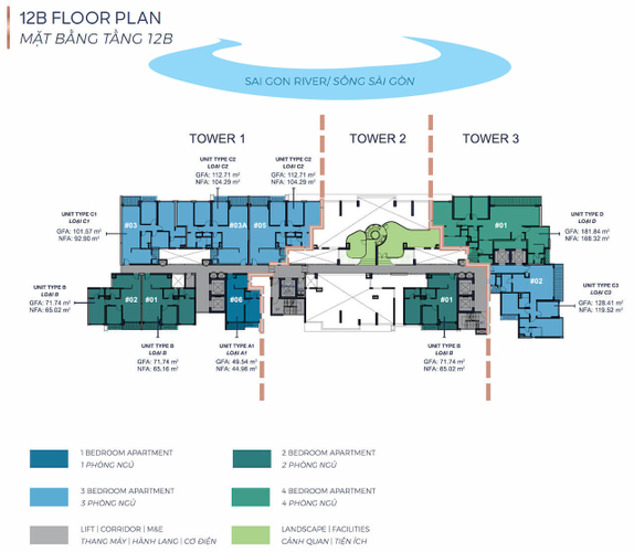  Căn hộ Q2 Thao Dien diện tích 72m2, đầy đủ nội thất.