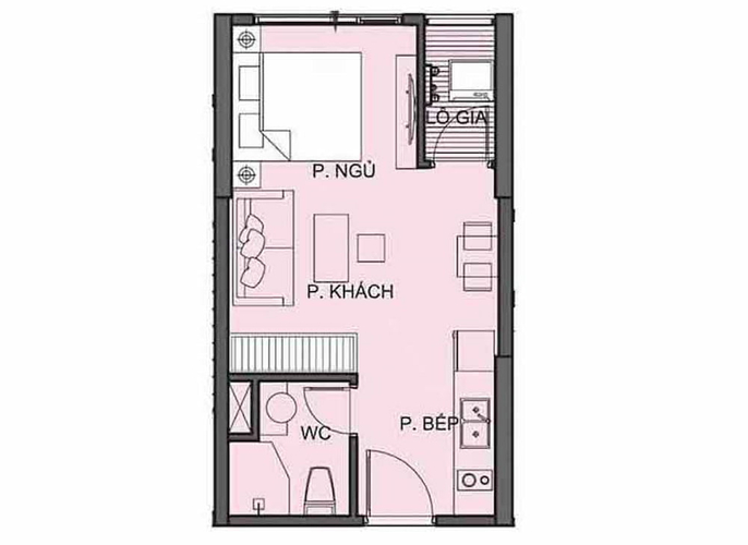  Căn hộ Studio Vinhomes Grand Park hướng ban công đông nam không có nội thất diện tích 31.8m²